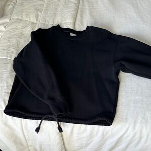 Aritzia Black Drawstring Hem Crewneck Sweatshirt